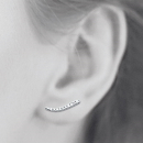 Boucles d'oreilles en argent 925/000 rhodié serties d'oxydes de zirconium blancs. Strass  Adolescent Adulte Femme Fille Indémodable 