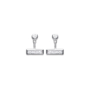 Boucles d'oreilles en argent 925/000 rhodié et oxyde de zirconium. Pendantes Rectangle Rond  Adolescent Adulte Femme Fille Indémodable 