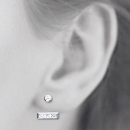 Boucles d'oreilles en argent 925/000 rhodié et oxyde de zirconium. Pendantes Rectangle Rond  Adolescent Adulte Femme Fille Indémodable 
