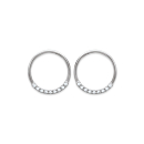 Boucles d'oreilles en argent 925/000 rhodié et oxyde de zirconium. Cercle Pendantes Rond  Adolescent Adulte Femme Fille Indémodable 