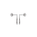 Boucles d'oreilles en argent 925/000 rhodié et oxyde de zirconium. Cercle Pendantes Rond  Adolescent Adulte Femme Fille Indémodable 