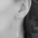 Boucles d'oreilles ancres pendantes en argent 925/000 rhodié et oxydes de zirconium. Ancre Pendantes Strass  Adolescent Adulte Femme Fille Indémodable 