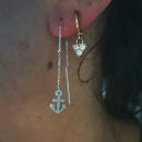 Boucles d'oreilles ancres pendantes en argent 925/000 rhodié et oxydes de zirconium. Ancre Pendantes Strass  Adolescent Adulte Femme Fille Indémodable 
