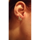 Boucles d'oreilles branches avec feuilles en argent 925/000 rhodié pavées d'oxydes de zirconium blancs. Feuille Strass  Adolescent Adulte Femme Fille Indémodable Nature 