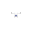 Boucles d'oreilles en forme de goutte en argent 925/000 rhodié pavées d'oxydes de zirconium surmontées d'une pierre de couleur bleue sertie 4 griffes. Goutte Ovale Pendantes Strass  Adolescent Adulte Femme Fille Indémodable 
