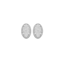 Boucles d'oreilles de forme ovale en argent 925/000 rhodié pavée d'oxydes de zirconium blancs. Ovale  Adolescent Adulte Femme Fille Indémodable 