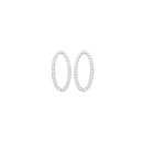 Boucles d'oreilles pendantes en forme de cercle ovale en argent 925/000 rhodié pavées d'oxydes de zirconium blancs. Ovale Pendantes Strass  Adolescent Adulte Femme Fille Indémodable 