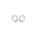 Boucles d'oreilles pendantes au motif de deux cercles entrelacés en argent 925/000 rhodié et pavés d'oxydes de zirconium blancs. Cercle Pendantes Rond Strass  Adolescent Adulte Femme Fille Indémodable 
