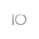 Boucles d'oreilles créoles en argent 925/000 rhodié et oxyde de zirconium. Créoles Rond  Adulte Femme Indémodable 