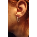 Boucles d'oreilles créoles en argent 925/000 rhodié et oxyde de zirconium. Créoles Rond  Adulte Femme Indémodable 