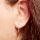 Boucles d'oreilles créoles en argent 925/000 rhodié et oxyde de zirconium. Créoles Rond  Adulte Femme Indémodable 