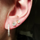 Boucles d'oreilles créoles en argent 925/000 rhodié et oxyde de zirconium. Créoles Rond  Adulte Femme Indémodable 