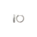 Boucles d'oreilles créoles en argent 925/000 rhodié serties d'oxydes de zirconium blancs. Créoles Rond  Adulte Femme Homme Indémodable Mixte 