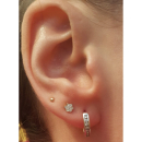 Boucles d'oreilles créoles en argent 925/000 rhodié serties d'oxydes de zirconium blancs. Créoles Rond  Adulte Femme Homme Indémodable Mixte 