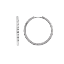 Boucles d'oreilles créoles en argent 925/000 rhodié et oxyde de zirconium. Cercle Créoles Pendantes Rond Strass  Adolescent Adulte Femme Fille Indémodable 