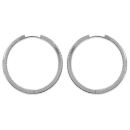 Boucles d'oreilles créoles en argent 925/000 rhodié et oxyde de zirconium. Cercle Créoles Pendantes Rond Strass  Adolescent Adulte Femme Fille Indémodable 