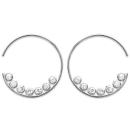 Boucles d'oreilles créoles en argent 925/000 rhodié et oxyde de zirconium. Créoles Pendantes Rond  Adolescent Adulte Femme Fille Indémodable 