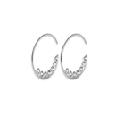 Boucles d'oreilles créoles en argent 925/000 rhodié et oxyde de zirconium. Créoles Pendantes Rond  Adolescent Adulte Femme Fille Indémodable 
