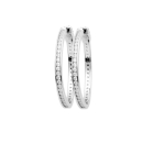 Boucles d'oreilles créoles en argent 925/000 rhodié et oxydes de zirconium. Créoles Strass  Adolescent Adulte Femme Fille Indémodable 