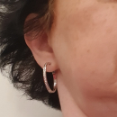 Boucles d'oreilles créoles en argent 925/000 rhodié et oxydes de zirconium. Créoles Strass  Adolescent Adulte Femme Fille Indémodable 