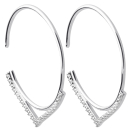 Boucles d'oreilles créoles en argent 925/000 rhodié et oxydes de zirconium. Créoles Pendantes  Adolescent Adulte Femme Fille Indémodable 
