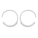 Boucles d'oreilles créoles en argent 925/000 rhodié et oxydes de zirconium.  Créoles Rond Strass  Adolescent Adulte Femme Fille Indémodable 