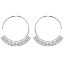 Boucles d'oreilles créoles en argent 925/000 rhodié et oxydes de zirconium.  Créoles Rond Strass  Adolescent Adulte Femme Fille Indémodable 