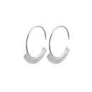 Boucles d'oreilles créoles en argent 925/000 rhodié et oxydes de zirconium.  Créoles Rond Strass  Adolescent Adulte Femme Fille Indémodable 