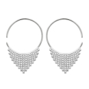 Boucles d'oreilles créoles en argent 925/000 rhodié et oxydes de zirconium.  Créoles Rond Strass  Adolescent Adulte Femme Fille Indémodable 