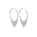 Boucles d'oreilles créoles en argent 925/000 rhodié et oxydes de zirconium.  Créoles Rond Strass  Adolescent Adulte Femme Fille Indémodable 