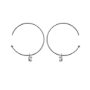 Boucles d'oreilles créoles en argent 925/000 rhodié et oxydes de zirconium sertis 4 griffes pendants. Carré Créoles Pendantes  Adolescent Adulte Femme Fille Indémodable 