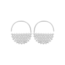 Boucles d'oreilles créoles en argent 925/000 rhodié et oxydes de zirconium. Créoles Pendantes Rond Strass  Adolescent Adulte Femme Fille Indémodable 