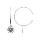 Boucles d'oreilles créoles en argent 925/000 rhodié et étoiles en oxydes de zirconium de couleur noire. Créoles Pendantes Rond Strass  Adolescent Adulte Femme Fille Indémodable Nature 