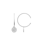 Boucles d'oreilles créoles avec pastilles motif étoile en argent 925/000 rhodié et oxydes de zirconium. Créoles Etoile Pendantes Rond  Adolescent Adulte Femme Fille Indémodable Nature 
