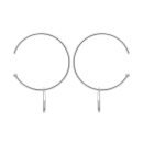 Boucles d'oreilles créoles avec pastilles motif étoile en argent 925/000 rhodié et oxydes de zirconium. Créoles Etoile Pendantes Rond  Adolescent Adulte Femme Fille Indémodable Nature 