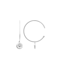 Boucles d'oreilles créoles avec pastilles au motif d'étoiles en argent 925/000 rhodié et oxydes de zirconium. Créoles Etoile Pendantes Rond  Adolescent Adulte Femme Fille Indémodable Nature 
