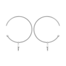 Boucles d'oreilles créoles avec pastilles au motif d'étoiles en argent 925/000 rhodié et oxydes de zirconium. Créoles Etoile Pendantes Rond  Adolescent Adulte Femme Fille Indémodable Nature 
