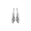 Boucles d'oreilles créoles de forme ovale en argent 925/000 rhodié et oxydes de zirconium. Créoles Ovale Strass  Adolescent Adulte Femme Fille Indémodable 