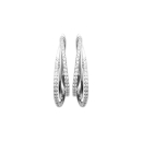 Boucles d'oreilles créoles de forme ovale en argent 925/000 rhodié et oxydes de zirconium. Créoles Ovale Strass  Adolescent Adulte Femme Fille Indémodable 