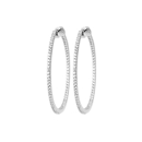 Boucles d'oreilles créoles en argent 925/000 rhodié et oxydes de zirconium. Créoles Strass  Adolescent Adulte Femme Fille Indémodable 