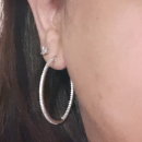 Boucles d'oreilles créoles en argent 925/000 rhodié et oxydes de zirconium. Créoles Strass  Adolescent Adulte Femme Fille Indémodable 