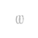 Boucles d'oreilles créoles fermées fil carré en argent 925/000 rhodié et pavées sur une face d'oxydes de zirconium blancs. Créoles Strass  Adolescent Adulte Femme Fille Indémodable 