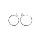 Boucles d'oreilles créoles fil tressé en argent 925/000 rhodié surmontées d'un oxyde de zirconium blanc serti 4 griffes.  Créoles Rond Strass  Adolescent Adulte Femme Fille Indémodable 