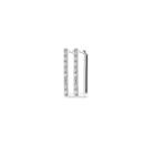 Boucles d'oreilles créoles de forme carré en argent 925/000 rhodié pavées en partie d'oxydes de zirconium blancs. Carré Créoles Strass  Adolescent Adulte Femme Fille Indémodable 