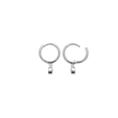 Boucles d'oreilles créoles en argent 925/000 rhodié et pendant oxyde de zirconium blanc serti clos. Créoles Pendantes Rond Strass  Adolescent Adulte Femme Fille Indémodable 