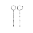 Boucles d'oreilles créoles en argent 925/000 rhodié pavée en partie d'oxydes de zirconium blancs et quatre oxydes de zirconium blancs sertis clos. Créoles Pendantes Rond Strass  Adolescent Adulte Femme Fille Indémodable 