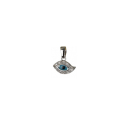 Pendentif œil de Turquie en argent 925/000 rhodié, œil en verre et strass en oxydes de zirconium blancs. Oeil Oeil de Turquie Strass  Adolescent Adulte Femme Fille Indémodable Symboles 