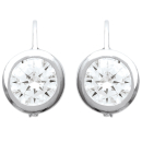Boucles d'oreilles en argent 925/000 rhodié et oxyde de zirconium. Rond  Adulte Femme Indémodable 