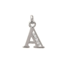 Pendentif en argent 925/000 rhodié et oxyde de zirconium.<br/>Lettre A. Lettre  Adulte Alphabet Enfant Femme Fille Garçon Homme Indémodable Mixte 