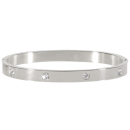 Bracelet jonc rigide en acier argenté et cristaux synthétiques. Jonc Rigide  Adolescent Adulte Femme Fille Indémodable 